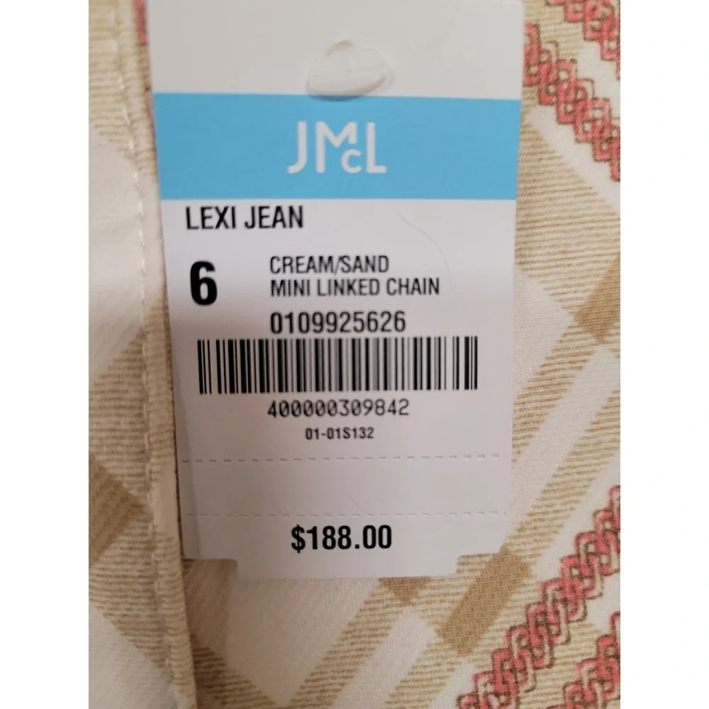 J.McLaughlin Lexi Jean Cream Mini Linked Chain 32X31‎ Sand Plaid Pants Size 6